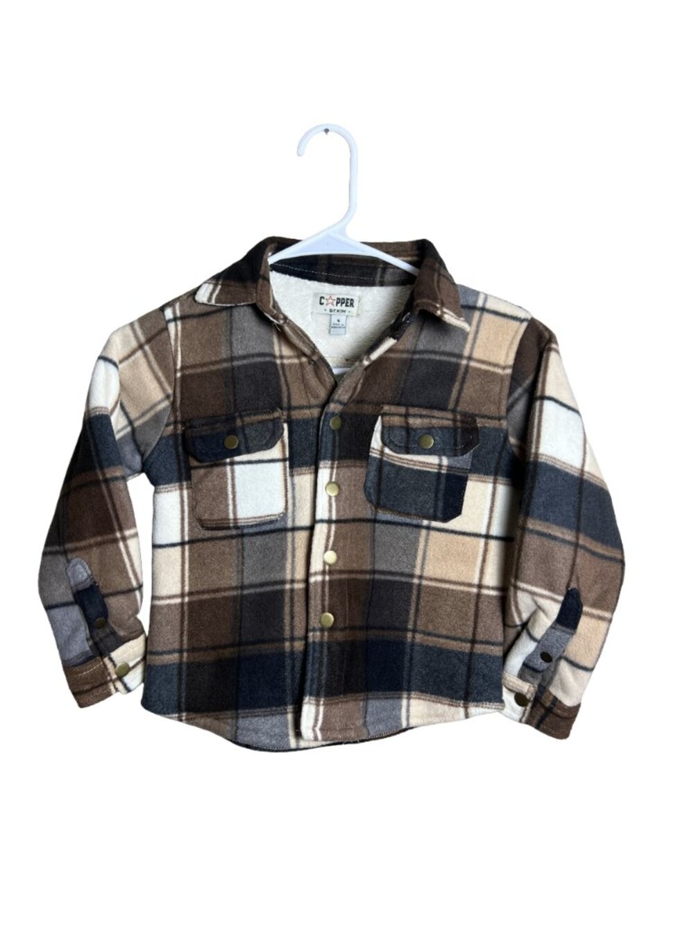 Copper Denim‎ Kids Plaid Sherpa Lined Shacket